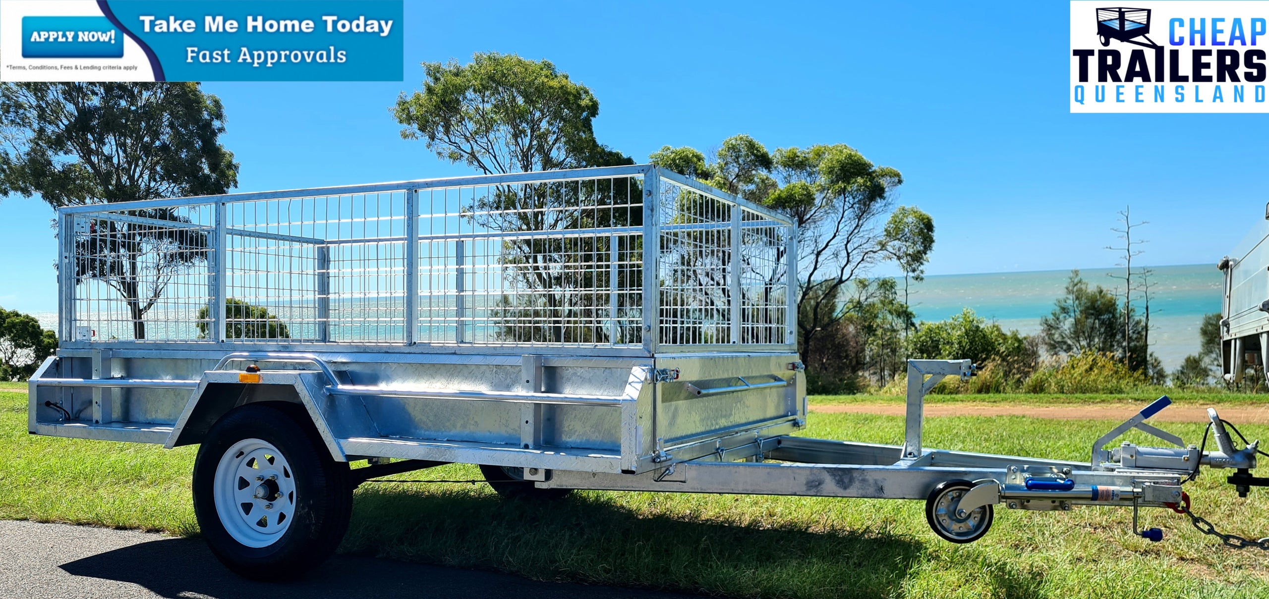 FREE REGO! 9x5 Galvanised 1400kg ATM Caged Tilt Trailer 300mm Sides Disc Brakes Jockey Wheel