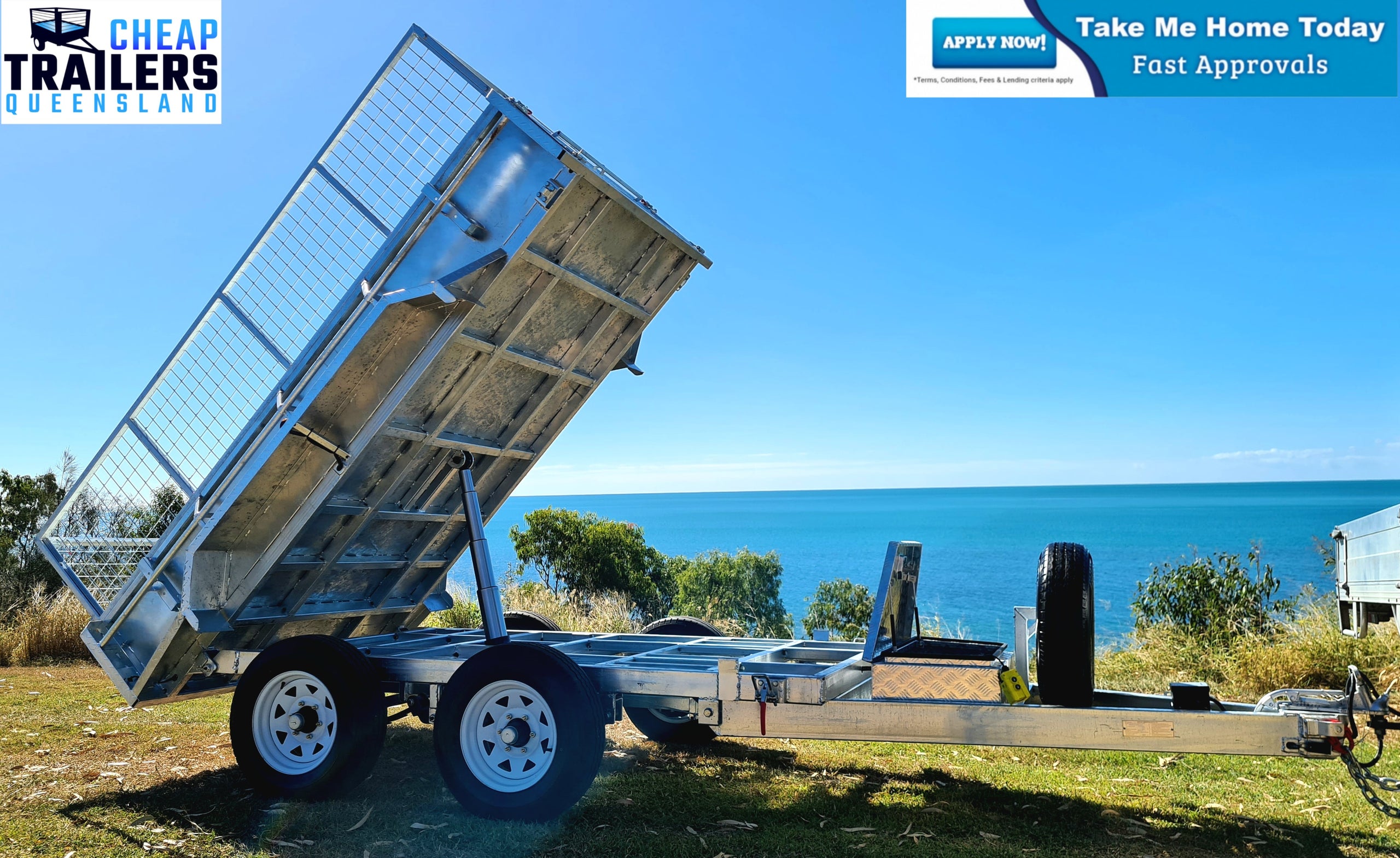 LOW STOCK! 10x5 Galvanised Hydraulic Tipper Caged Trailer 3500kg ATM